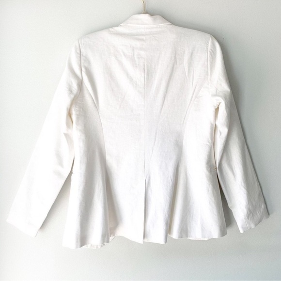 Rachel Zoe White Linen Open Front Blazer Jacket M - Picture 2 of 3